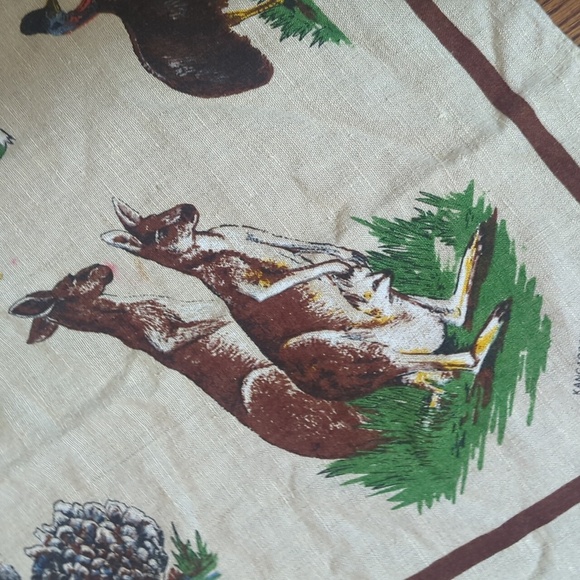 Vtg. 60s Wildlife of Australia Large Linen Square 48' with Animal Print - Picture 4 of 16